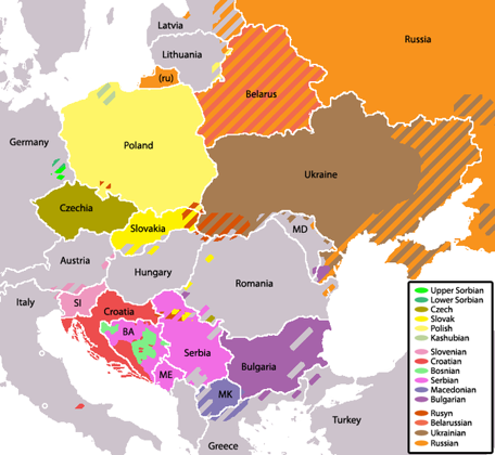 Modern distribution of Slavic languages