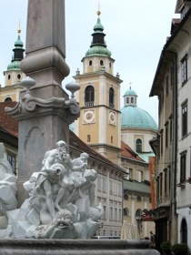 Fountain of the Three Carniolan Rivers and Cathedral Church of St. Nicholas