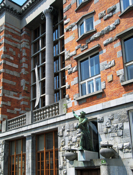 East facade, with statue of Moses by Lojze Dolinar